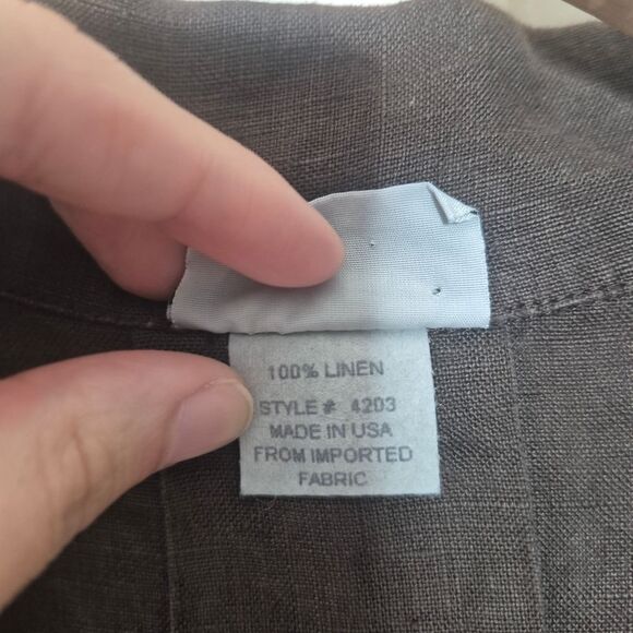 Habitat Clothes To Live In Brown Button-Down Women's Top Linen Lagenlook Large - Picture 4 of 5